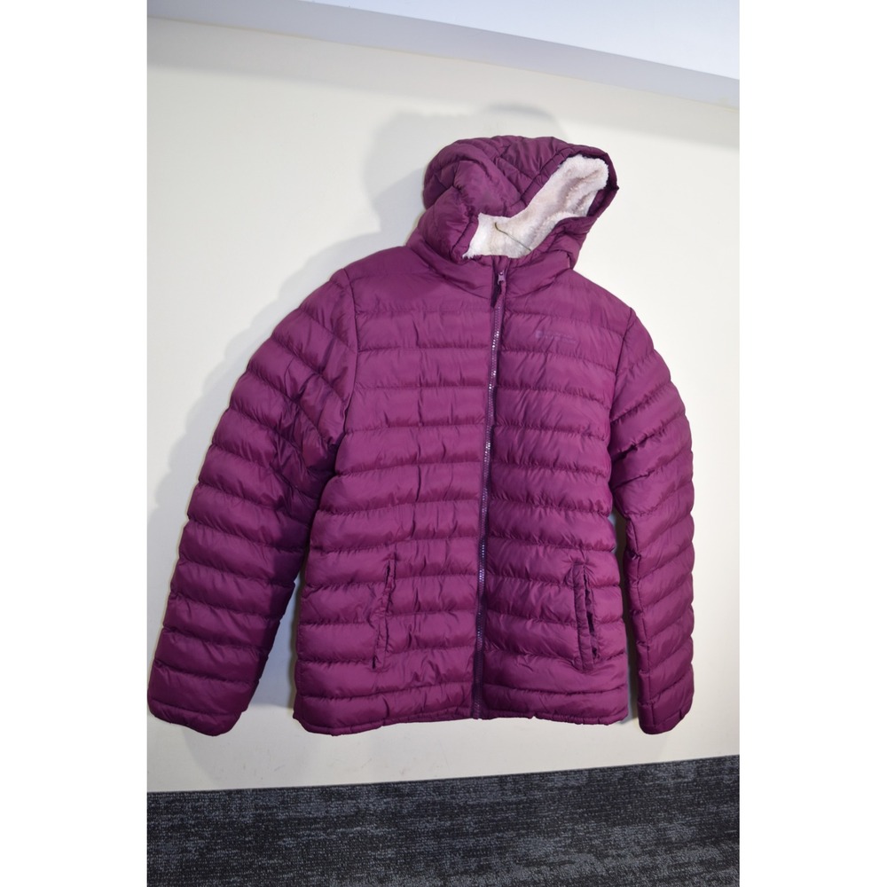 Mountain Warehouse Puffer Jacket Hooded Sherpa Wine Purple Berry Girls 13 UK REI